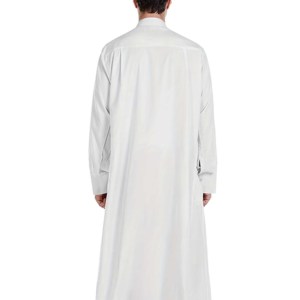 Thobe Largo de Algodón de Alta Calidad para Hombre, Diseño Islámico Saudí, Estilo Urbano, Patrón Sólido, Talla Grande, Transpirable - Product Image 5