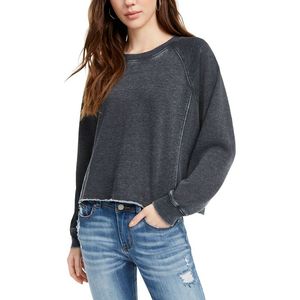 Felpa con cappuccio grigia XL da bambina Hippie Rose, taglio corto, bordi grezzi, in tessuto a maglia anti-pilling, ricamata, con cerniera, modello ODM - Product Image 1