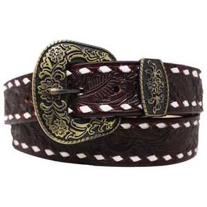 Cinturón de cuero de vaca occidental hecho a medida de calidad superior con herramientas manuales y puntada Buck Stitch Top Fabricante Proveedor Saman Exports - Product Image 1