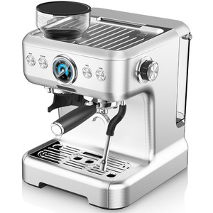เครื่องชงกาแฟเอสเพรสโซ่สแตนเลสพร้อมเครื่องบดในตัวและเกจวัดแรงดันสำหรับใช้ในบ้าน - Product Image 3