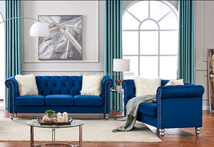 <strong>Cheap</strong> Price Contemporary Tufted Square <strong>Sofa</strong> Set Modern Living Room Blue Fabric Classic <strong>Chesterfield</strong> <strong>Sofa</strong> - Product Image 5