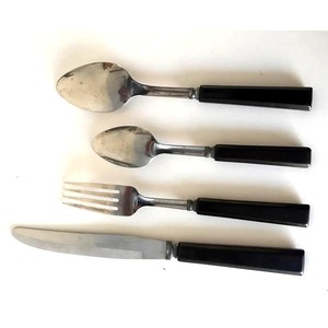 Cubiertos de metal indios directos de fábrica al por mayor, cuchara, tenedor, cuchillo, cubiertos plateados de acero inoxidable con mango de hueso granate - Product Image 2