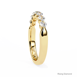 0,52 CTW corte redondo laboratorio cultivado oro amarillo boda banda aniversario regalo media eternidad conjunto con anillos de diamantes CVD - Product Image 3