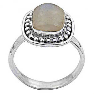 Bague en argent 925 pour femme avec pierre de lune naturelle, pierre précieuse taille princesse, motif géométrique, sertissage invisible, certifiée IGI - Product Image 3