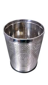 Stainless Steel Chrome Finish Mirror Polish Eco-Friendly Open Perforated Dustbin <b>Lid</b> Garbage <b>Bin</b> Home Bedroom <b>Bathroom</b> Office - Product Image 3