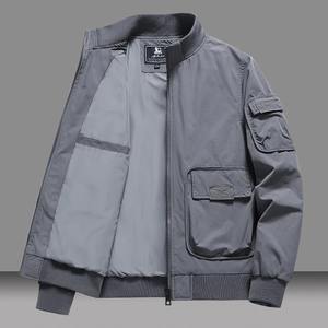 Chaqueta de Forro Polar de Algodón Estilo Nuevo 2026 para Hombre, Primavera-Otoño, Holgada, con Forro de Spandex, Cierre de Cremallera, Cuello Redondo, Color Sólido, Estilo Urbano - Product Image 4
