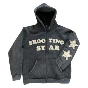 Clothing Manufacturer Custom Applique Distressed Men Streetwear Zipper <b>Hoodie</b> Oversized Acid Wash <b>Vintage</b> <b>Zip</b> <b>Up</b> Hoodies - Product Image 3