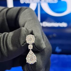 Boucles d'oreilles de mariée 2 en 1 en perles, bijoux de mariage multiformes, or blanc, perle de moissanite, diamant plaqué or, certifié IGI, fête - Product Image 5