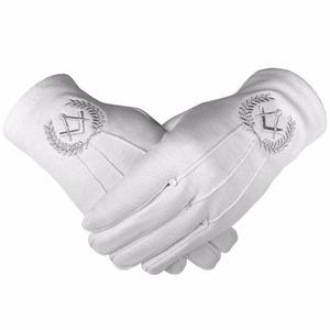 Guantes de Algodón Bordados de la Masonería Shriner, Blancos - Product Image 6