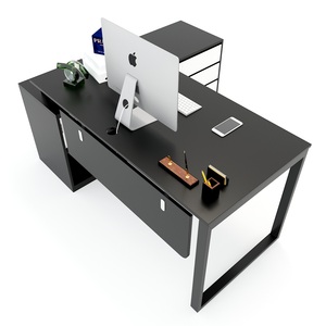 Escritorio Ejecutivo Rectangular de Lujo Contemporáneo Minimalista de 160x140cm con Gabinete de Almacenamiento y Patas de Acero, Requiere Ensamblaje, para Oficina - Product Image 4