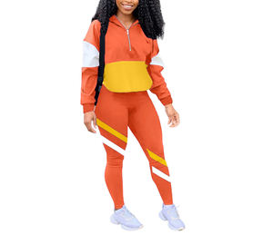 Ensemble de survêtement deux pièces pour femmes très vendu, confortable, super doux, en polyester, veste et pantalon pour le fitness - Product Image 5