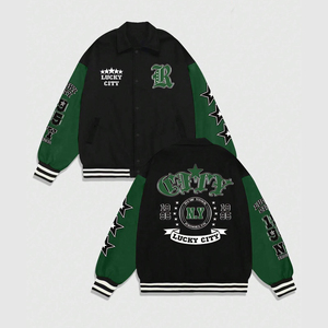 Classic <b>men</b> varsity <b>jacket</b> custom embroidery wool leather sleeve <b>baseball</b> college bomber outerwear factory OEM ODM - Product Image 1