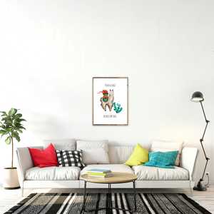 Alpaca My Bag - Impresión artística para sala de estar y viajes con un diseño de naturaleza muerta - Product Image 1