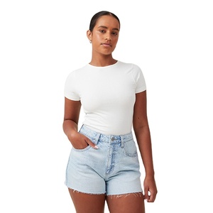 Femmes en détresse bouton taille conception Jeans Shorts Top vente été mode respirant extensible en gros vêtements d'été - Product Image 1