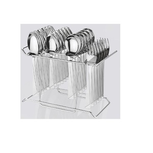 Ensemble de 24 pièces de couteau fourchette cuillère à couverts en matériau personnalisé écologique suspendu avec support en métal à bas prix - Product Image 1