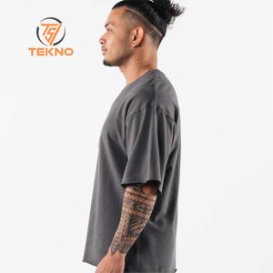 เสื้อยืด220GSM ฮิปฮอปผ้าฝ้ายคุณภาพสูงผ้าถักแบบเรียบยาวโอเวอร์ไซส์ปี100% - Product Image 4