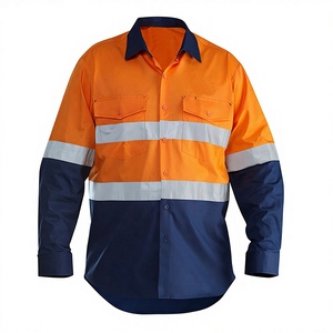 Cotton <b>Construction</b> Workwear Shirt Custom Logo Reflective Safety <b>Clothes</b> Hi Vis <b>Work</b> Shirts - Product Image 1