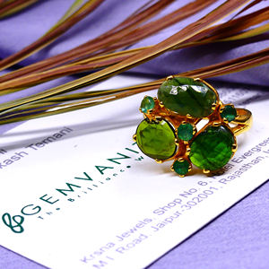 แหวนแฟชั่นสุดหรูอัญมณีทัวร์มาลีนสีเขียวชุบทอง925เงินสเตอร์ลิงสวมใส่ทุกวัน - Product Image 4