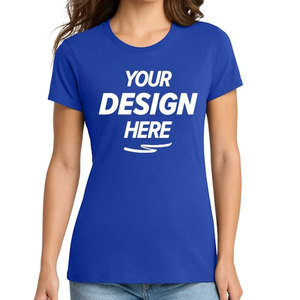 Navy Blue Customized Half Sleeve Cotton Women's <b>T</b>-Shirt Custom Design Crew Neck Printed Front and <b>Back</b> <b>T</b>-Shirt - Product Image 4