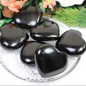 หินปาล์มหัวใจออบซิเดียนธรรมชาติสีดำคริสตัลขัดเงาหินอัญมณีแกะสลักด้วยมือรักเรกิทำสมาธิของตกแต่งบ้าน - Product Image 6