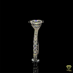 Anillo chapado en rodio de 4CT de princesa solitaria con banda, Diamante cultivado en laboratorio brillante para fiesta de compromiso, regalo de aniversario para ella - Product Image 4