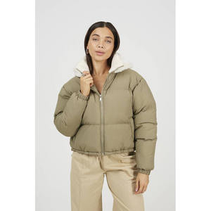 Chaqueta Acolchada de Lona Tejida Transpirable de Alta Calidad para Mujer, 100% Poliéster, Ligera, Reversible, Impermeable, Talla Grande - Product Image 1