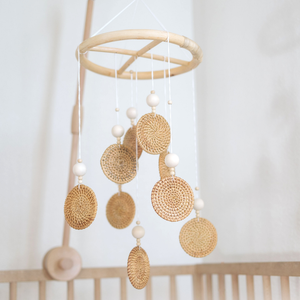 Handmade diy natural rattan hanging <b>mobile</b> for young baby bassinet Christmas gift nursery ceiling infant crib <b>cot</b> <b>mobiles</b> - Product Image 5