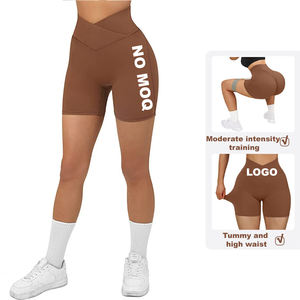 New Brushed Fabric <b>Yoga</b> <b>Shorts</b> Scrunched Seam Fitness Biker Running Workout <b>Shorts</b> Custom Logo <b>Woman</b> Activewear <b>Shorts</b> - Product Image 2