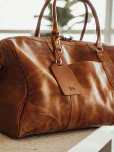 Sac de voyage en cuir véritable tendance personnalisé bagage à main imperméable pour femmes/hommes LTB-0051 polochon avec fermeture à glissière - Product Image 6