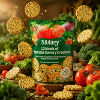Galletas Saladas Vegetales Sin Huevo y Sin Lácteos, 500g, en Bolsa Doypack, 12 Sabores, Pequeñas, Redondas, Crujientes, Venta al por Mayor