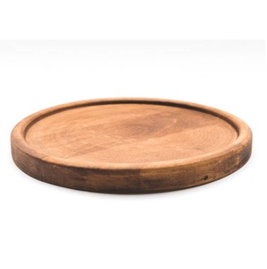 Plato de madera de forma redonda de madera de primera calidad, plato para servir alimentos de Color Natural para el hogar y hoteles, Platos y platos - Product Image 2