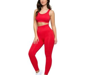 Conjunto de Yoga Personalizado al Mejor Precio, Transpirable, con Patrón Sólido, para Mujer, Talla Grande, Cintura Elástica, Color Personalizado, Conjunto de 2 Piezas para Gimnasio - Product Image 1