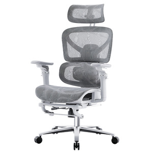 Chaise de bureau ergonomique moderne pour cadre dirigeant avec appui-tête réglable, fonction pivotante et support lombaire inclinable en tissu entièrement en maille - Product Image 3