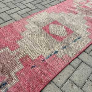 Vintage Rug, <b>Runner</b> 2.6x10 ft Rug, Herki <b>Red</b> Patchwork Rug - Product Image 2