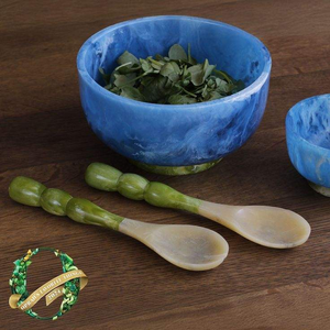 New Design Handmade Resin Angel Style Salad Server Set with Long Handle Spoon and Fork Waterproof - Product Image 1