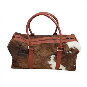 Bolsa de Viaje de Cuero Hecha a Mano OEM, Bolsa de Piel de Vaca Genuina, Estilo Vintage, con Cierre, Portátil, Unisex, Multifuncional - Product Image 6