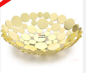 Cuenco para servir de acero inoxidable con acabado de plata y metal de forma redonda de aspecto increíble con diseño de hoja para restaurante y bar de hotel - Product Image 3