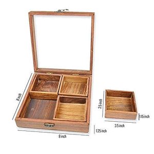 Boîte à épices carrée en bois de haute qualité 9 conteneurs Masala Dabba bocaux de stockage pour la cuisine conteneur en bois indien d'ARTISAN AURA - Product Image 5