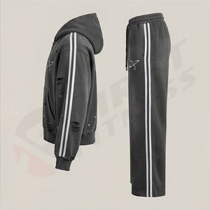Conjunto Deportivo de Invierno Personalizado para Hombre, Pantalones Acampanados de Forro Polar de Poliéster Transpirable con Capucha - Product Image 3