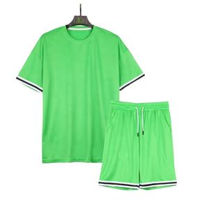 Camiseta y pantalones cortos de cuello redondo para hombre, conjuntos dobles de temporada de verano, ligeros, con bolsillos laterales - Product Image 4