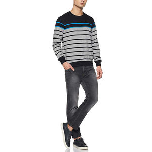 Suéter de punto a rayas para hombre, cuello redondo, corte regular, informal, para otoño, MOQ bajo, sudaderas para hombre en venta - Product Image 2
