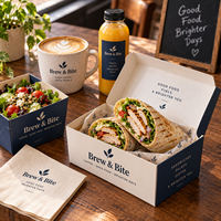 AT PACK Custom Sandwich Box Made of 300g Kraft Paper Board, Premium Food Packaging with Logo for Cafe Takeaway Supplies
