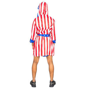 American Star-Stripe Robe Ropa Lucha libre-Bata de boxeo con capucha Bata de boxeo para hombres y mujeres Satén personalizado - Product Image 2