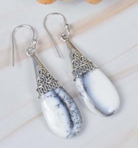 Boucles d'oreilles en argent sterling massif 925 avec pierres précieuses d'opale dendritique pour femmes et filles meilleur design pour mariage bijoux fins - Product Image 3