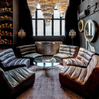 Canapé en Cuir Marron Style Antique Chesterfield pour Salon