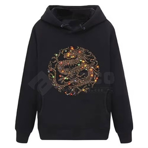 Sweat à capuche d'hiver en molleton de coton mélangé avec embellissements en strass Design et logo personnalisables Haute qualité pour hommes - Product Image 1