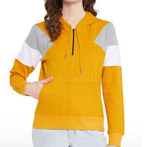 ออกแบบเสื้อฮู้ดซิปครึ่งตัวสำหรับผู้หญิงคุณภาพสูงสำหรับฤดูหนาว สไตล์สตรีทแวร์ ผ้าฝ้าย 100% โลโก้ด้านหน้าปรับแต่งได้ รับสั่งทำจำนวนมาก - Product Image 1