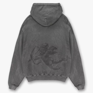 Sweat à capuche personnalisé en molleton épais 100 % coton, séchage rapide, style streetwear, délavé à l'acide pour homme - Product Image 4
