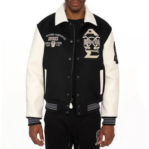 Chaqueta universitaria con logotipo personalizado Proveedor OEM Cierre abotonado Embellecedor acanalado Costura duradera Pedidos al por mayor disponibles - Product Image 3