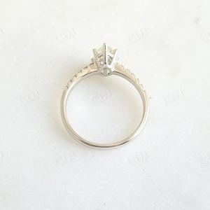 Anillo de compromiso de diamante de media eternidad con corte de pera de moissanita de plata esterlina combinado con banda apilable joyería de oro blanco fino - Product Image 2